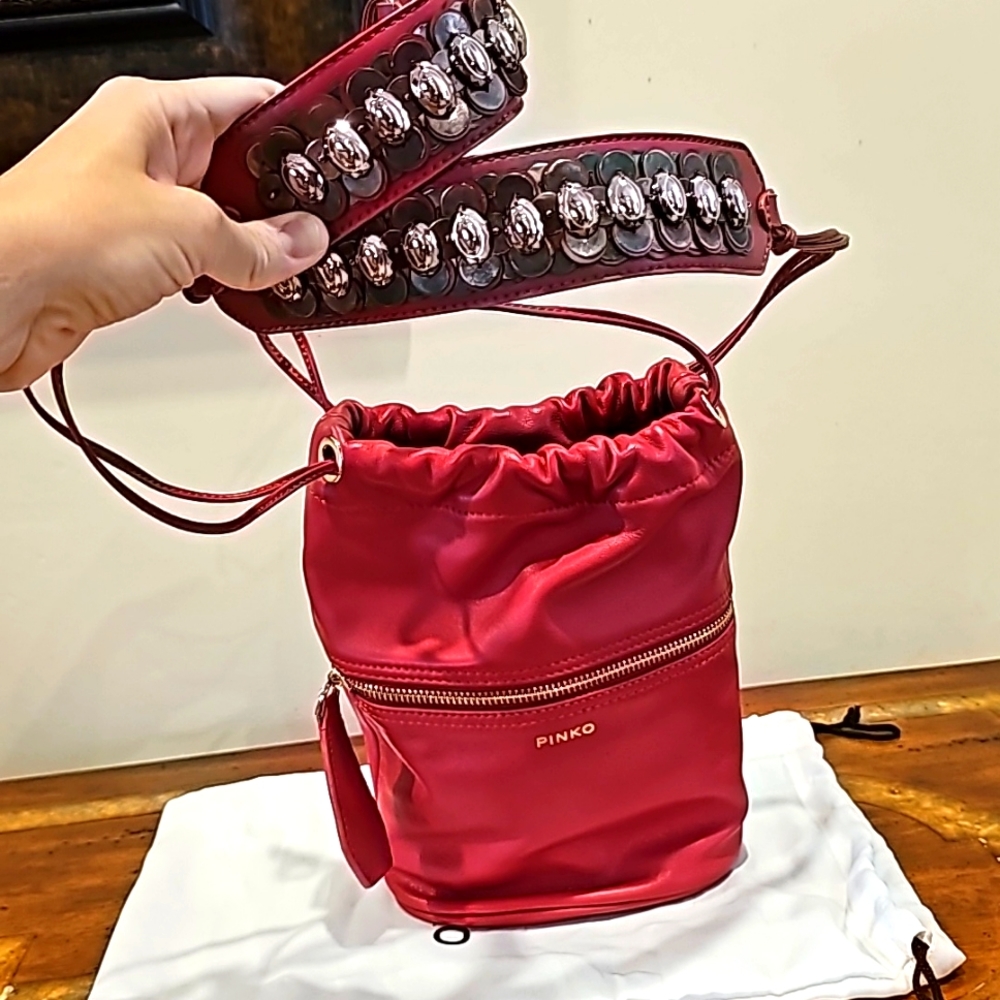 Pinko leather bucket bag